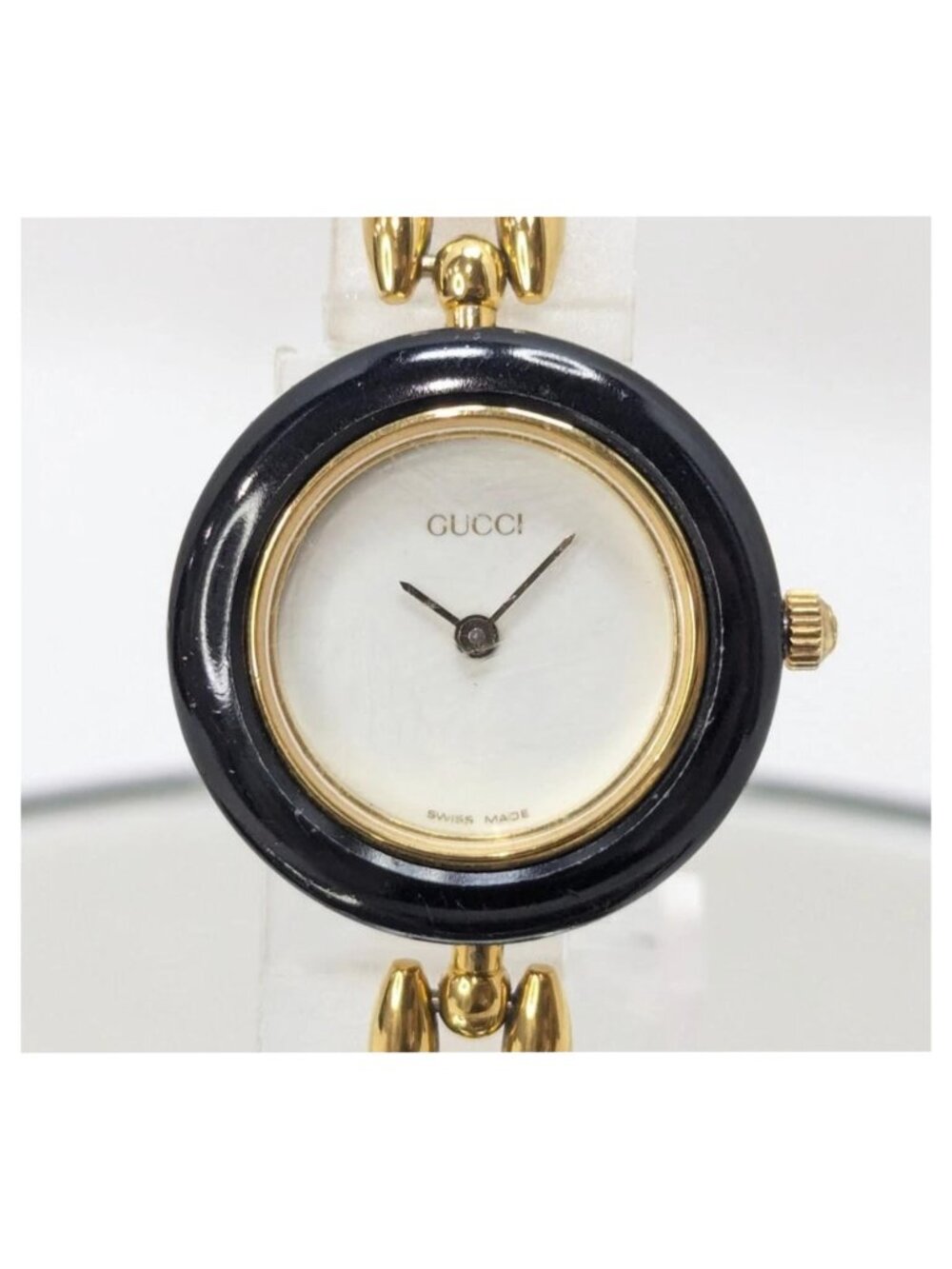 Authentic Vintage Gucci Gold Tone Bracelet Watch Enamel Bezel Women’s Swiss Made - Picture 6 of 15